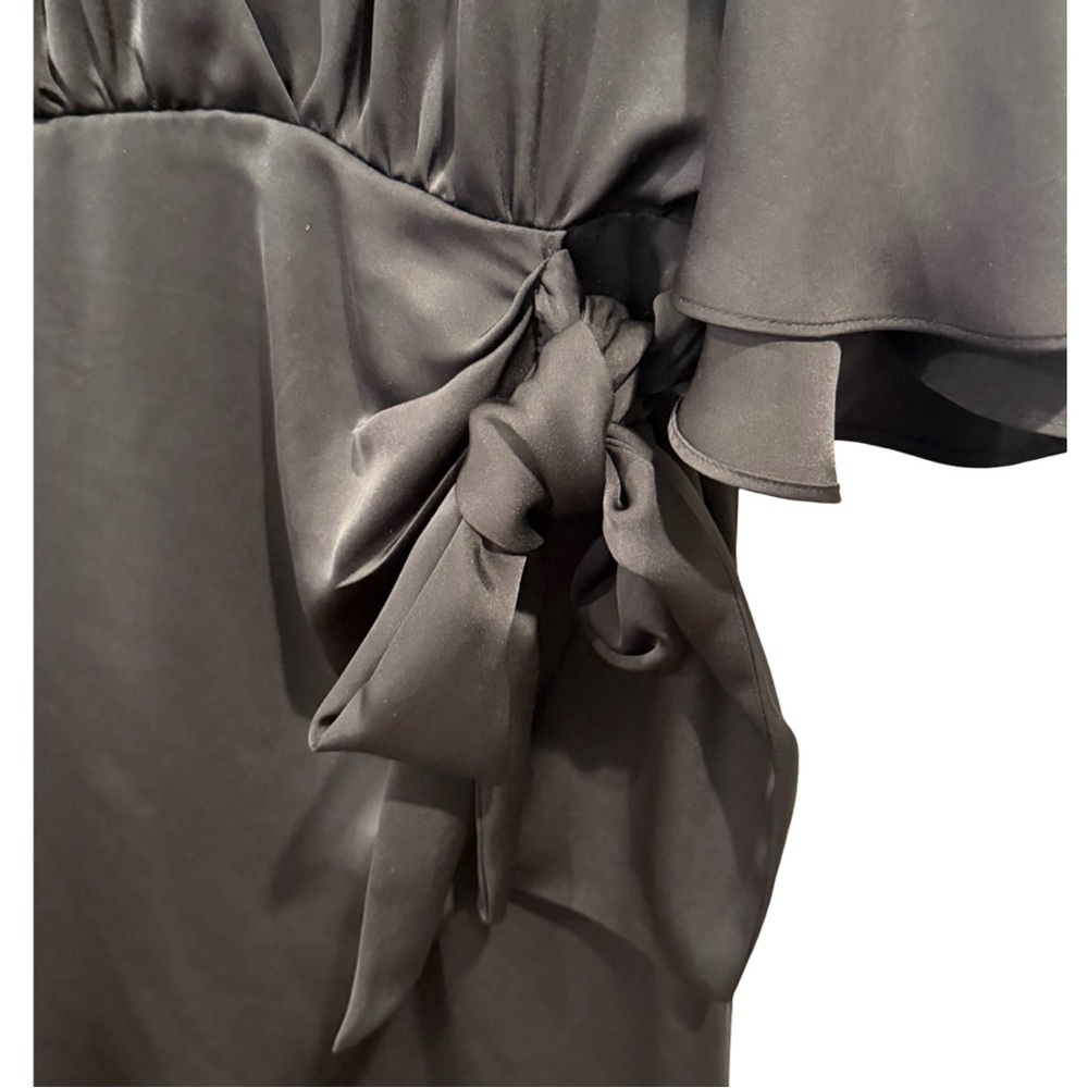 Ramy Brook Alexis wrap mini dress in black satin Womens 12 Like new - Picture 5 of 10